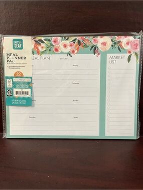 Floral Teal Meal Planner Pad with Market List